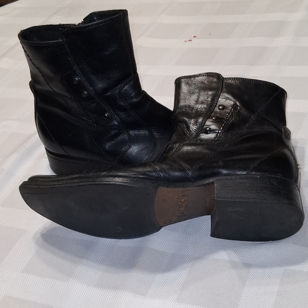 Aldo Black Leather Dress Boots - Picture 6 of 8